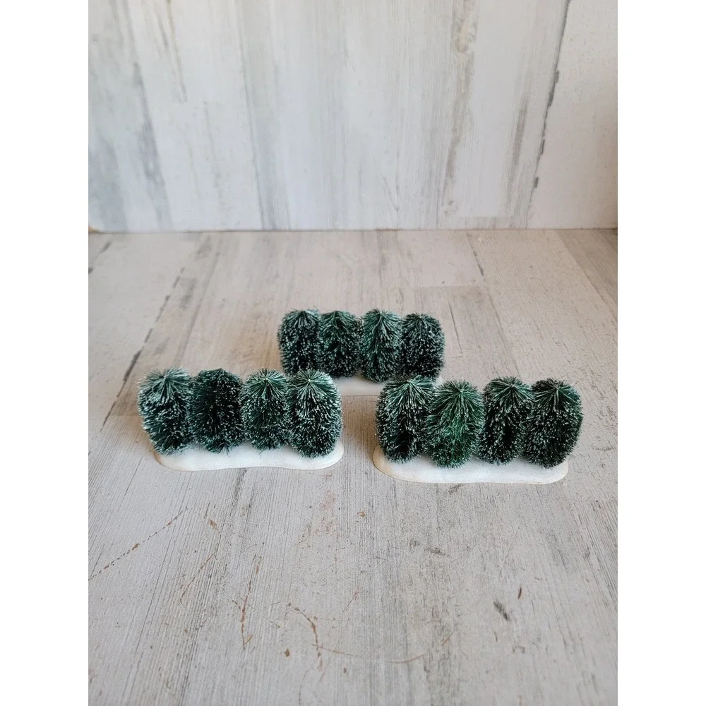 Dept 56 810843 Row-O-Frosted topiaries tree Bush village Xmas set